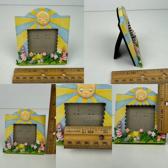 Vtg Miniature Pic Frame Tabletop Cartoon Sun Flowers Pastel Michel and Company - Picture 3 of 12